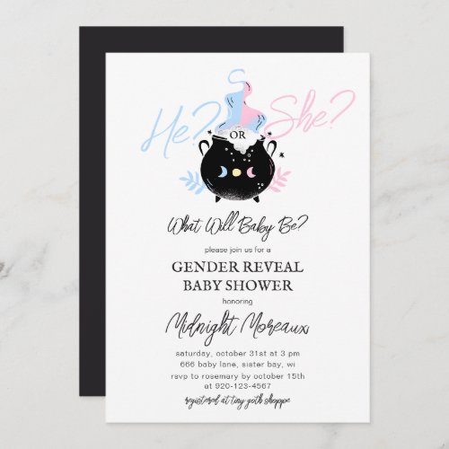 Gender Reveal Halloween Baby Shower Invitation