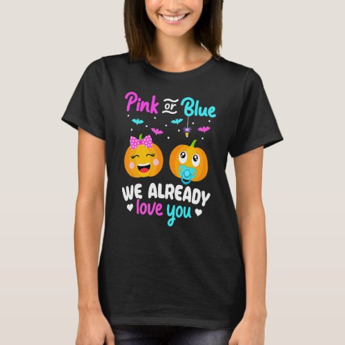 Gender Reveal Halloween Pregnancy Announcement Pin T_Shirt