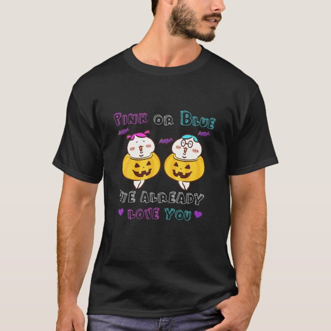 Gender Reveal Halloween Pregnancy Pink Or Blue Cut T-Shirt (Front)
