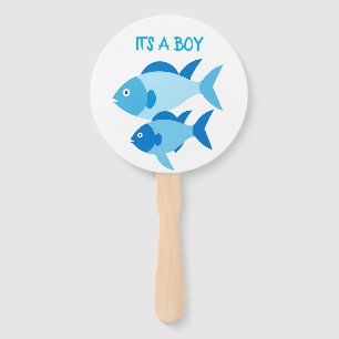Gender reveal hand fans cute fish