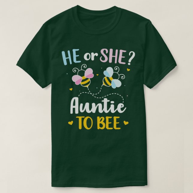 Gender reveal he or she auntie matching family bab T-Shirt (Design Front)
