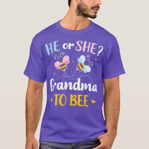 Gender reveal he or she grandma matching family T_Shirt