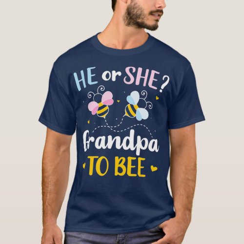 Gender reveal he or she grandpa matching family T_Shirt