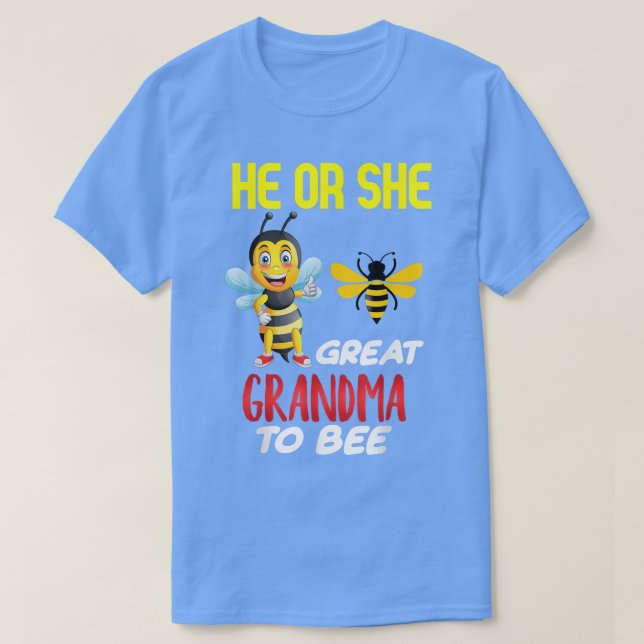 Gender Reveal He Or She Great Grandma Matching Fam T-Shirt (Design Front)
