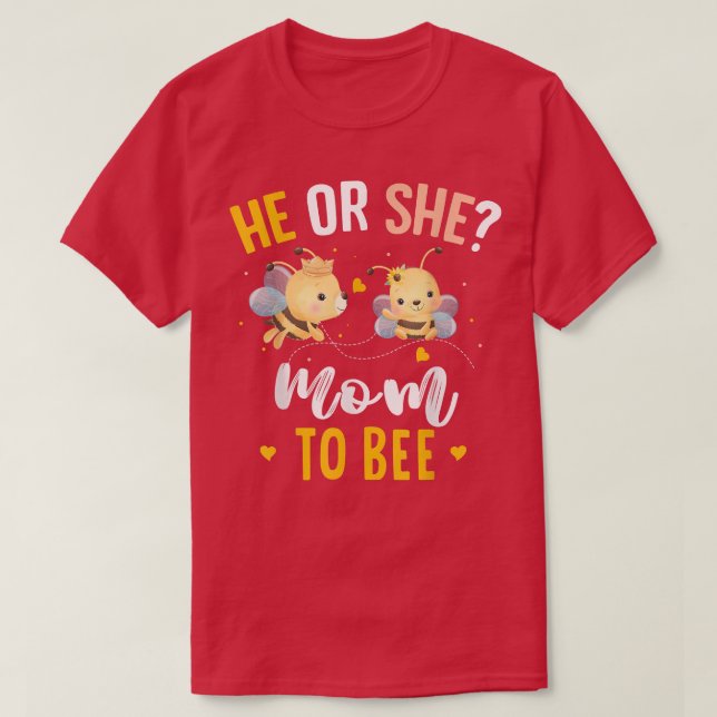 Gender reveal he or she Mom matching family party  T-Shirt (Design Front)