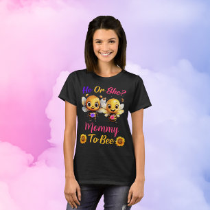 Gender Reveal He or She Mommy to Bee Womens Dark T-Shirt