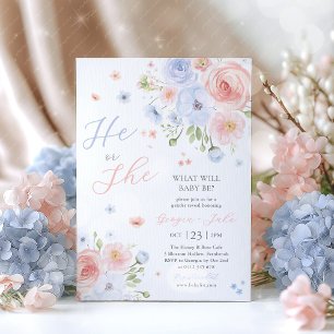 Gender Reveal He or She Pink Blue Invitation
