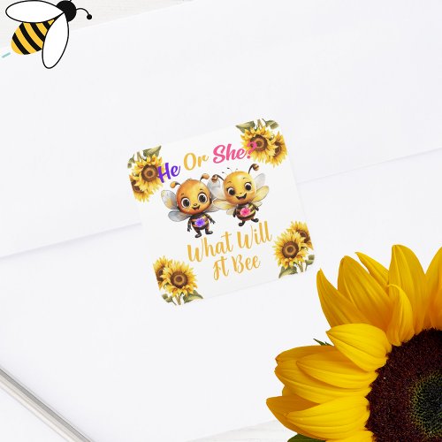 Gender Reveal He or She What Will It Bee Square Sticker