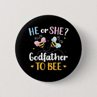 Gender reveal he she godfather matching baby party button