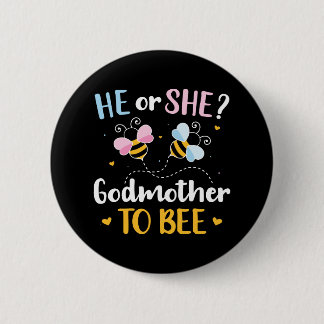Gender reveal he she godmother matching baby party button