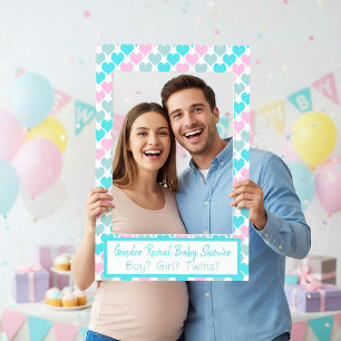 Gender Reveal Hearts Baby Shower Selfie Frame