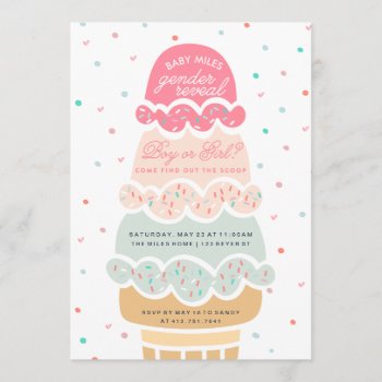 Gender Reveal - Here's The Scoop Ice Cream Party Invitation by blush_printables at Zazzle