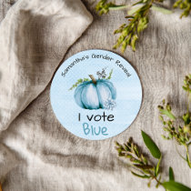 Gender Reveal I Vote Blue Pumpkin Baby Shower Classic Round Sticker