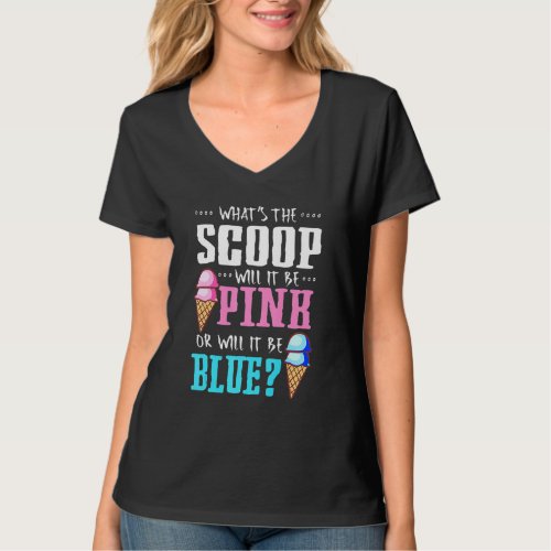 Gender Reveal Ice Cream Scoop Pink Or Blue T_Shirt