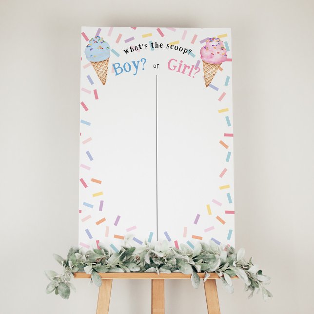 Gender Reveal Ice Cream Whats the Scoop Voting Foam Board (Creator Uploaded)