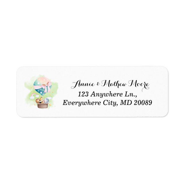 Gender Reveal in Sage Baby Animals Safari Address Label (Front)