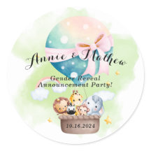 Gender Reveal in Sage Baby Animals Safari