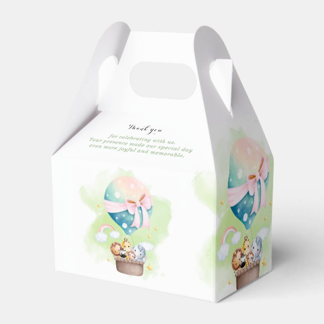  Gender Reveal in Sage Baby Animals Safari  Favor Boxes (Back Side)