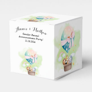 Gender Reveal in Sage Baby Animals Safari Favor Boxes