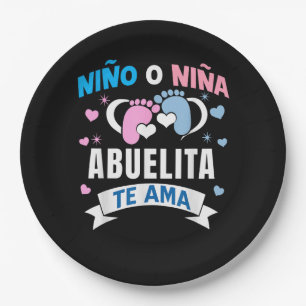 Gender Reveal in Spanish Paper Plates