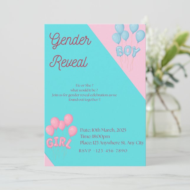 Gender reveal invitation  (Standing Front)