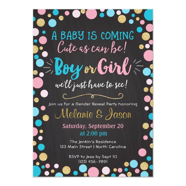 Gender Reveal Invitation Baby Shower Boy Or Girl