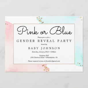 Gender Reveal Invitation Baby Shower Pink or Blue