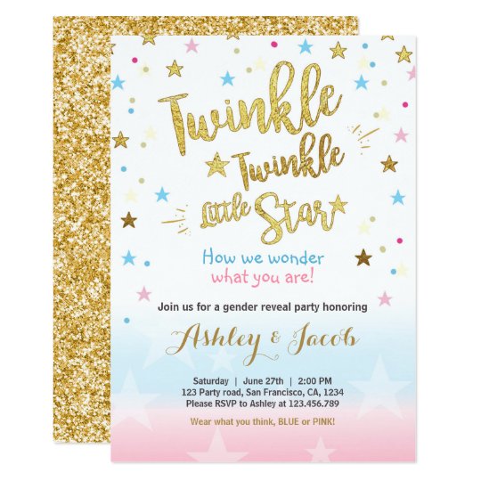 gender reveal invitation baby shower twinkle star zazzle com