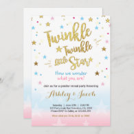 Gender reveal invitation Baby shower Twinkle Star