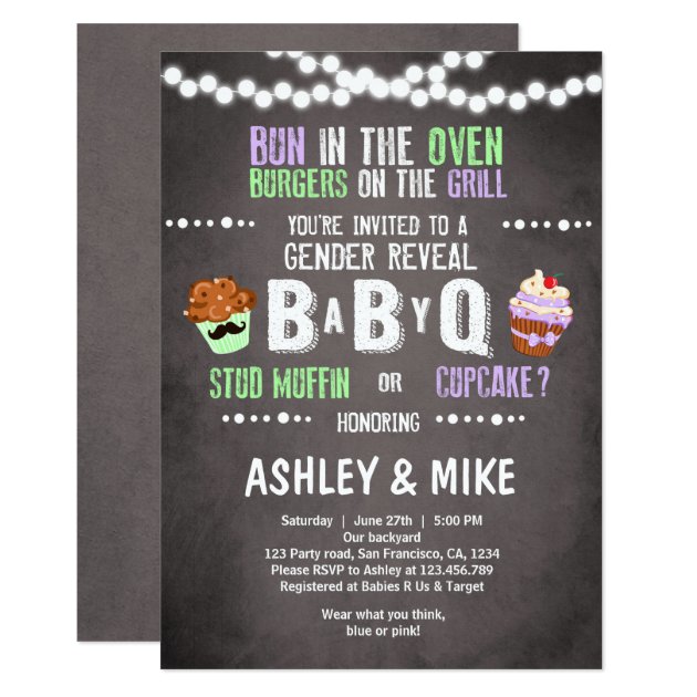 Gender Reveal Invitation BabyQ BBQ Couples Shower