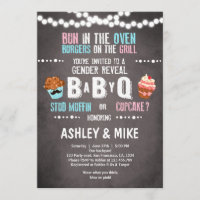 Gender Reveal Invitation BabyQ BBQ Couples Shower