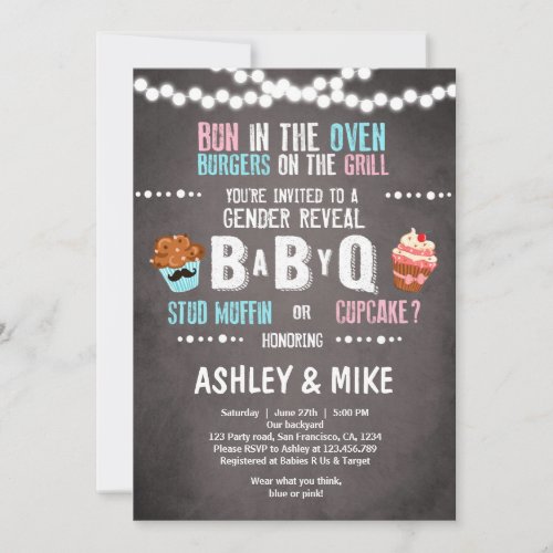 Gender Reveal Invitation BabyQ BBQ Couples Shower