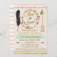 Gender Reveal Invitation, Bows or Arrows, Tribal Invitation