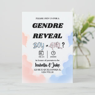 Gender Reveal Invitation Boy or Girl Cloud