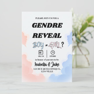 Gender Reveal Invitation Boy or Girl Cloud