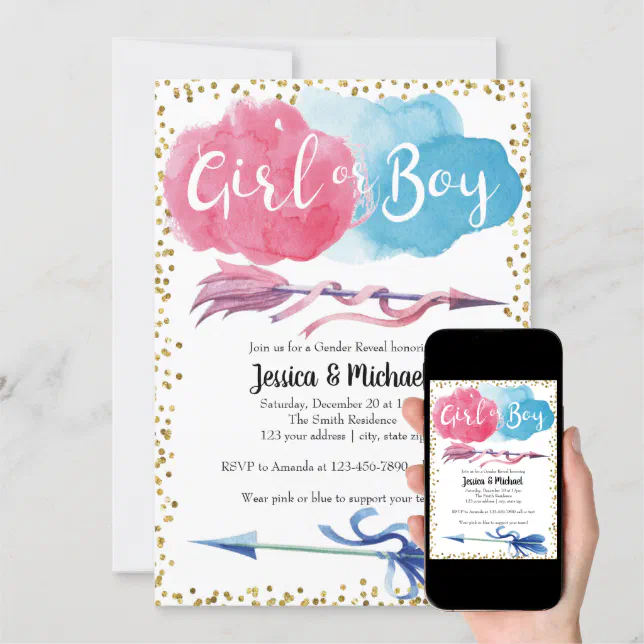 Gender Reveal Invitation Boy or Girl | He or She | Zazzle