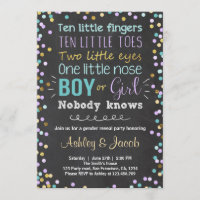 Gender reveal invitation Boy or Girl Purple Teal