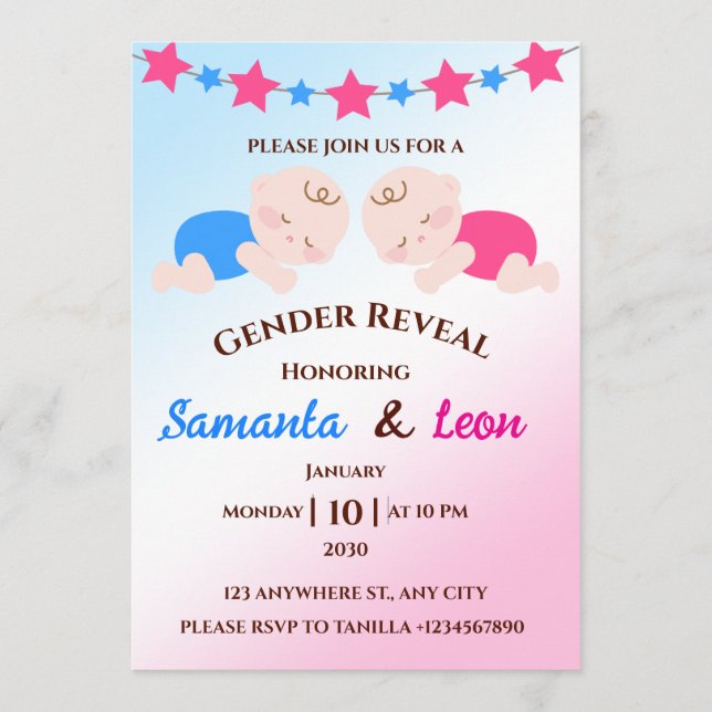 Gender Reveal Invitation Card (Front)