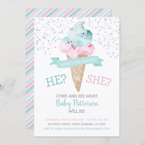 Gender Reveal Invitation Ice Cream Party