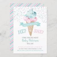 Gender Reveal Invitation Ice Cream Party