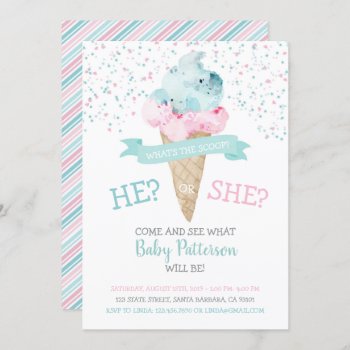 Gender Reveal Invitation Ice Cream Party by Pixabelle at Zazzle