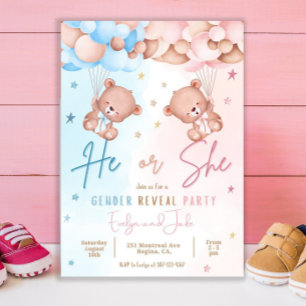 Gender Reveal Invitation Invite Teddy Bear Idea 