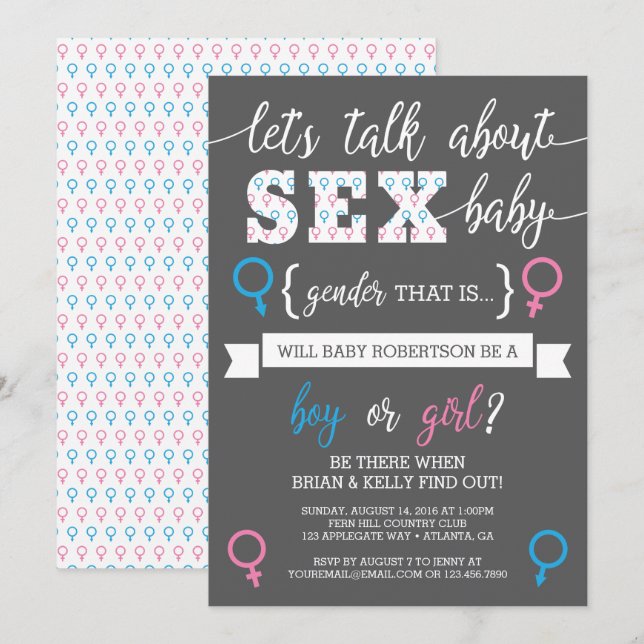 Gender Reveal Invitation, Let's Talk About Gender Invitation (Front/Back)