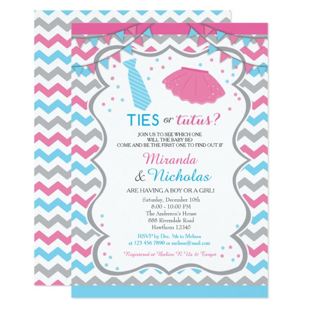 Gender Reveal Invitation / Ties Or Tutus Invite