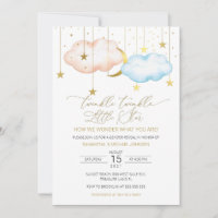 Gender Reveal Invitation,  Twinkle Little Star Inv Invitation