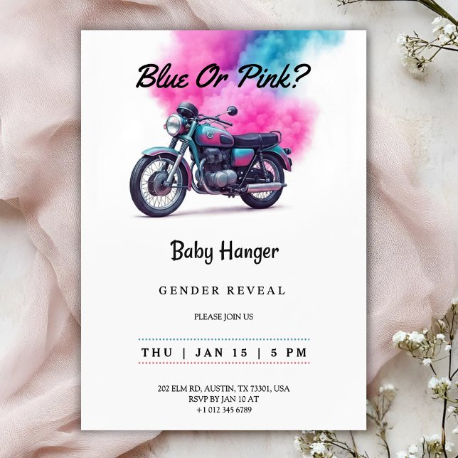 Gender reveal Invitation with a motorcycle  (Creator Uploaded)