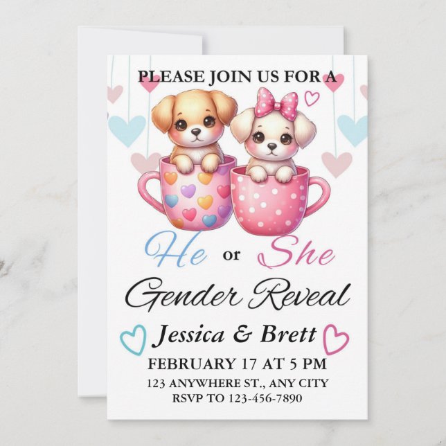 Gender Reveal Invitations, Personalized Invitation (Front)