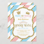 Gender Reveal Invite, Prince, Princess, Faux Gold Invitation (Front/Back)