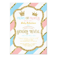 Gender Reveal Invite, Prince, Princess, Faux Gold Invitation