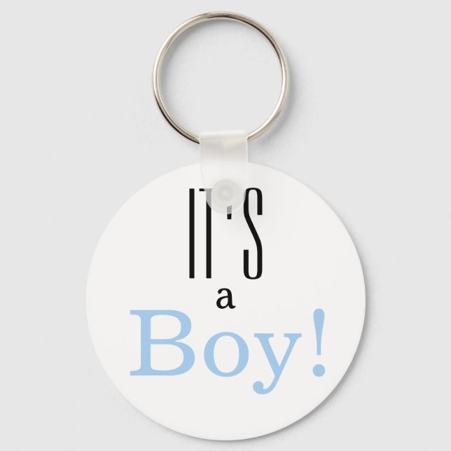 Gender Reveal It's a Boy! Baby Shower Keychain (Front)